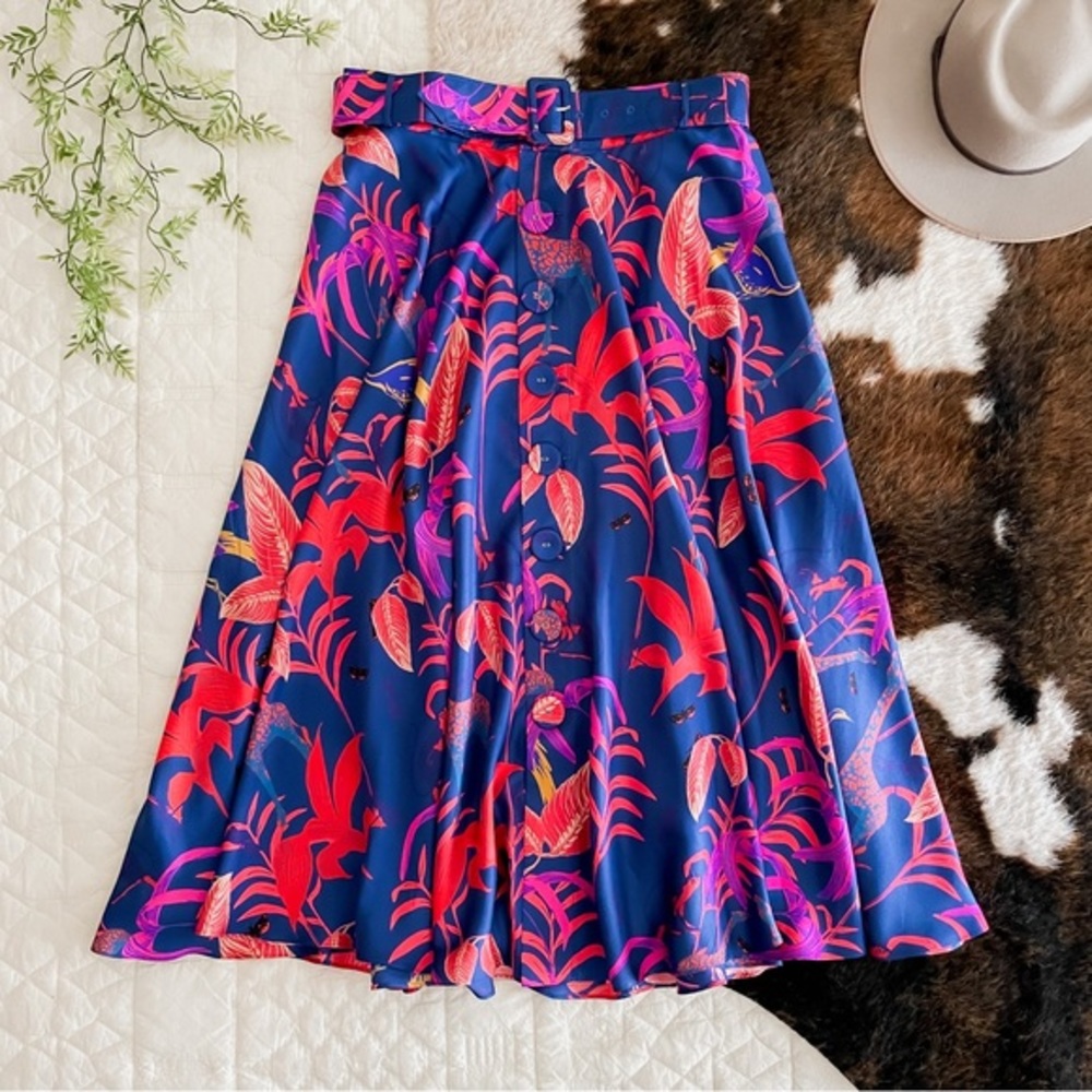 Borgo De Nor Animal Kingdom Print Silk Skirt